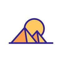 puesta de sol pirámide icono vector contorno ilustración