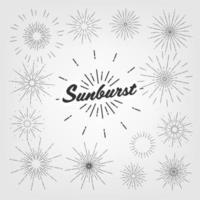 Vintage Element Sunburst Set Vector. Circle Sun. Graphic Frame. Hand Drawn Shape. Ray Stamp. Old Emblem Text. Banner Sunbeam. Illustration vector