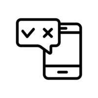 filling out the questionnaire with the phone icon vector. Isolated contour symbol illustration vector