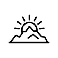 sunset mountains icon vector outline illustration