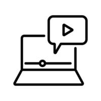 watching video on laptop icon vector outline illustration