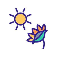 action of sun on sunflower icon vector outline illustration