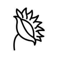 sunflower turned to sun icon vector outline illustration