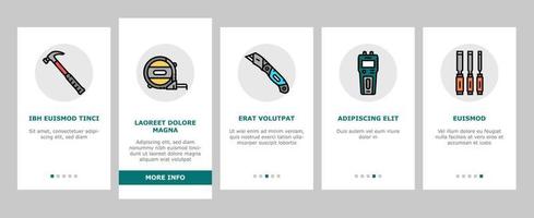Carpenter Tool And Accessory Onboarding Icons Set Vector