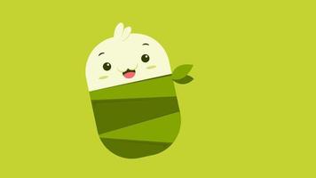 Animated illustration cartoon character of cute Lemper in kawaii doodle style. Suitable for Indonesia traditional food promotion. video