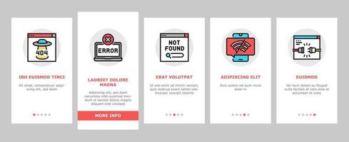 Not Found Web Page Onboarding Icons Set Vector