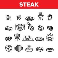 Meat Steak Collection Elements Icons Set Vector