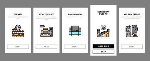 conjunto de iconos de incorporación de proceso industrial de minería de cantera vector