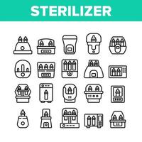 Sterilizer Device Collection Icons Set Vector