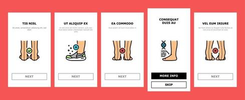 Flat Feet Disease Onboarding Icons Set Vector