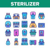 Sterilizer Device Collection Icons Set Vector