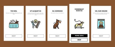 Dog Domestic Animal Onboarding Icons Set Vector