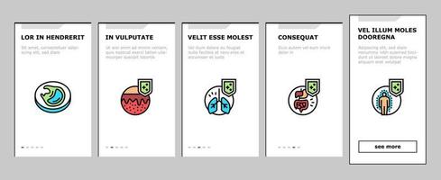 Immune System Disease And Treat Onboarding Icons Set Vector