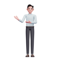 man presenting pose wear business suit, 3D render businessman character illustration png