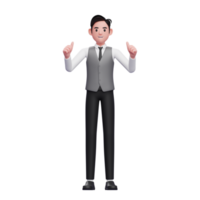 man give double thumbs up wearing a gray office vest png