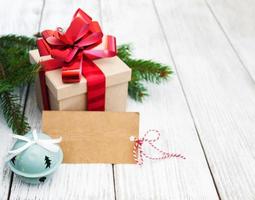 christmas gift box and decorations photo