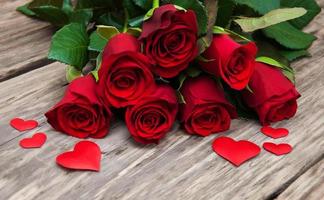 Red rose and hearts photo