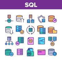 Sql Database Collection Elements Icons Set Vector