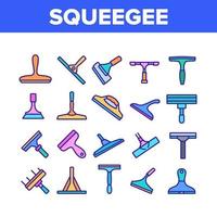 Squeegee For Cleaning Window Icons Set Vector