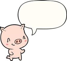 cute cartoon pig and speech bubble vector