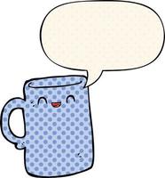 cartoon mug and speech bubble in comic book style vector