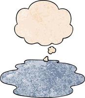 cartoon puddle of water and thought bubble in grunge texture pattern style vector