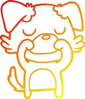 warm gradient line drawing cartoon dog vector