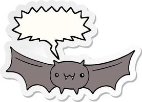 cartoon vampire bat and speech bubble sticker vector