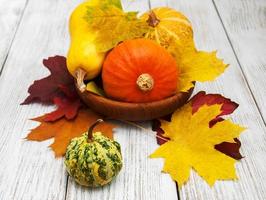 Pumpkin and leaves photo