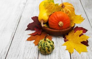 Pumpkin and leaves photo