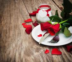 festive table setting for valentines day photo