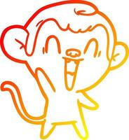 warm gradient line drawing cartoon laughing monkey vector