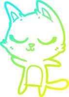 cold gradient line drawing calm cartoon cat vector