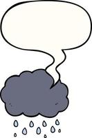 cartoon cloud raining and speech bubble vector