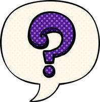 cartoon question mark and speech bubble in comic book style vector