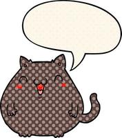 cartoon cat and speech bubble in comic book style vector