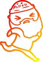 warm gradient line drawing cartoon man with beard vector