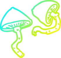 cold gradient line drawing wild mushrooms vector