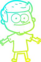 cold gradient line drawing cartoon happy man vector
