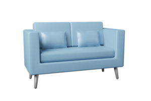 blaues Sofa 3D-Illustration, leeres Luxussofa mit 2 Sitzen png