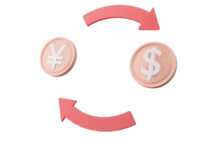 Currency Exchange red arrow 3D illustration Financial icon for stock market png