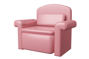 fauteuil rose canapé illustration 3d, canapé de luxe vide png