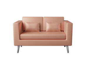 ilustração 3d de sofá de ouro rosa, sofá de luxo de 2 lugares vazio png