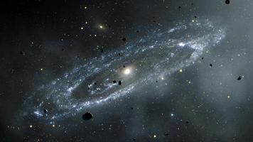 exploración de galaxias escena de rock espacial en messier 31 video