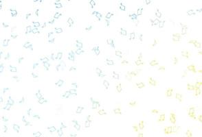 Light Blue, Yellow vector texture with musical notes.