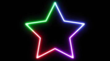 loop neon brilhante estrela futurista imagens de movimento gráfico geométrico, futuro de quadro de efeito de animação de brilho, iluminação colorida de transmissão para exibição fluorescente de outdoor na vida noturna do clube de festa retro bar video