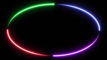 loop neon glänzendes ovales futuristisches geometrisches grafikfilmmaterial, glühender animationseffekt rahmen zukunft, ausgestrahlte bunte beleuchtung für fluoreszierende anzeigetafeln im retro-bar-party-nachtleben video