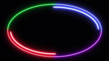 Loop neon shiny oval futuristic geometric graphic motion footage, glow animation effect frame future, broadcast colourful lighting for billboard fluorescent display in retro bar party nightlife video