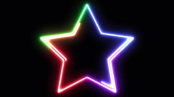boucles de séquences de mouvement graphique géométrique futuriste d'étoile brillante au néon, avenir de cadre d'effet d'animation de lueur, diffusion d'éclairage coloré pour l'affichage fluorescent de panneau d'affichage dans la vie nocturne du club de fête de bar rétro video