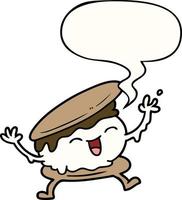 smore cartoon and speech bubble vector